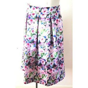 New Helene Berman 100% POLYESTER Multicolor Floral Lined Skirt Women's Size L